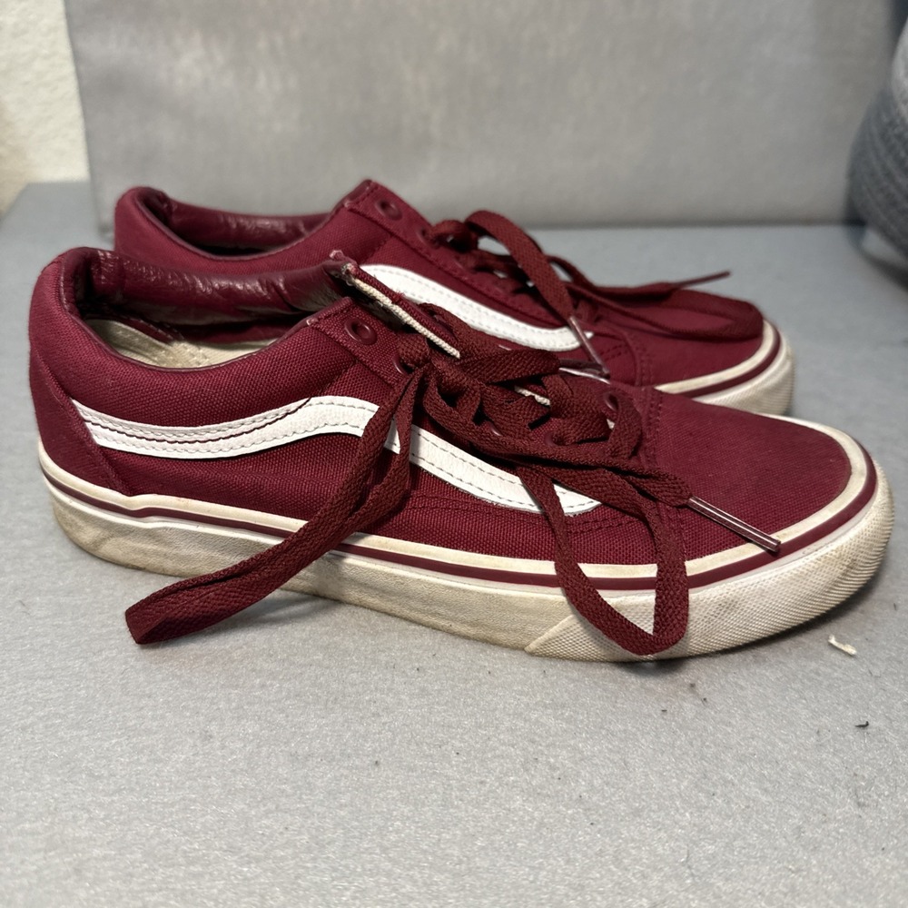 Vans Burgundy  Canvas Low Top Shoe Mens 6.0 Womens‎ 7.5 Style 614992 Classic